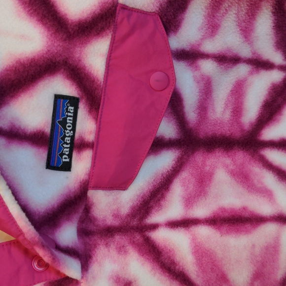 Patagonia Synchilla Women's Size XL Pink Geometric Tie Dye Print Snap T Pullover - Picture 3 of 8